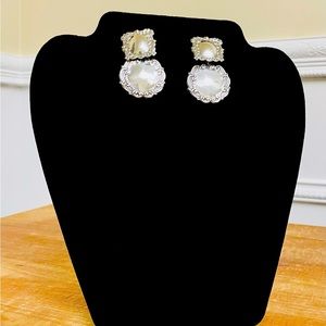 Vintage 925 Sterling Silver Double Repousse Dangle Earrings